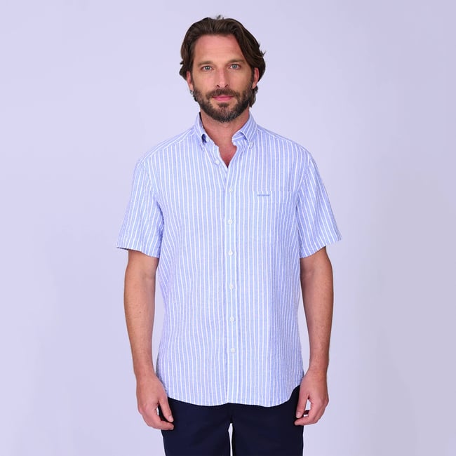 Chemise gaufré Gilman bleu ciel <span itemprop=