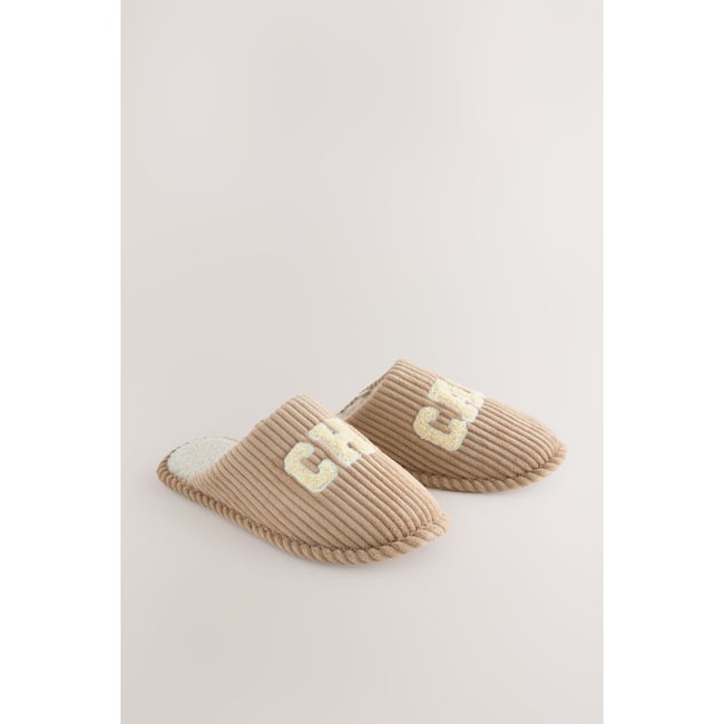 Chaussons mules en velours avec inscription camel chicago <span itemprop=