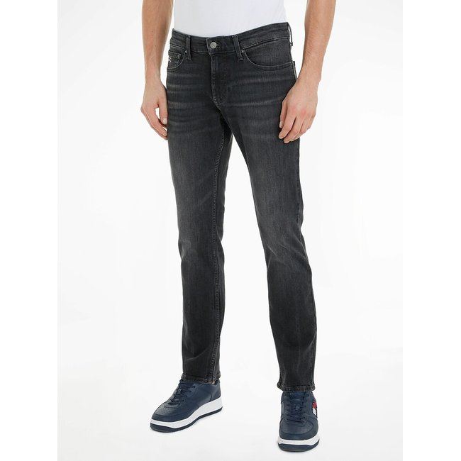 Scanton Slim Fit Jeans in Mid Rise, black, TOMMY JEANS