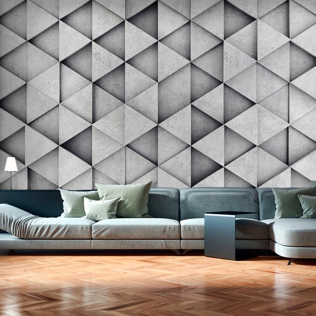 Papier peint intissé panoramique Grey Triangles Couleur gris / argent <span itemprop=