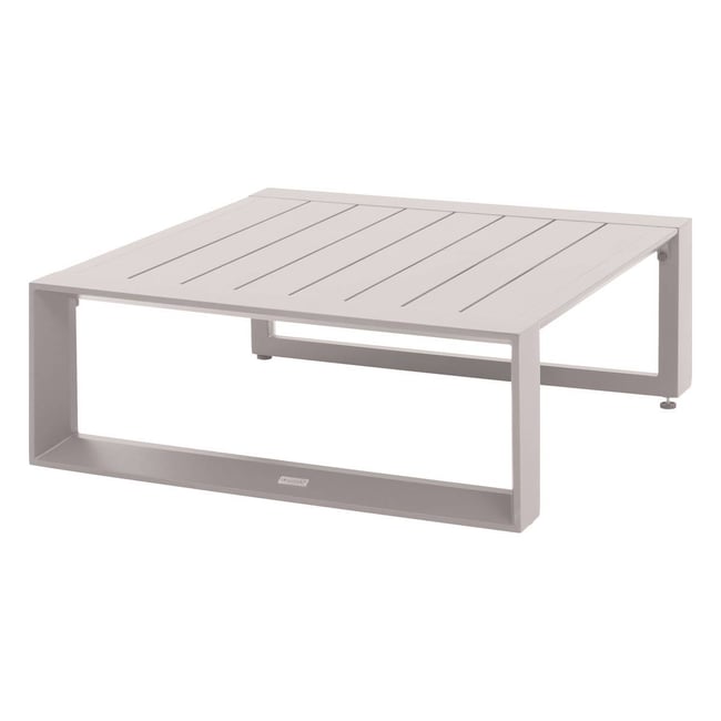 Table basse de jardin carrée en aluminium à lattes ALLURE Couleur blanc chaud <span itemprop=