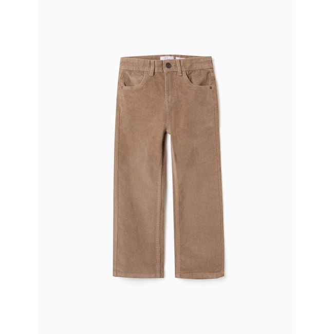 Pantalon à coupe droite en velours côtelé beige <span itemprop=