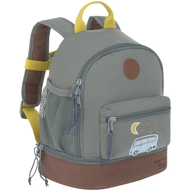 Mini sac à dos gris, bleu clair, moutarde <span itemprop=