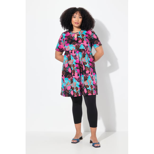 Robe en jersey. Col rond et manches courtes. aqua foncé <span itemprop=