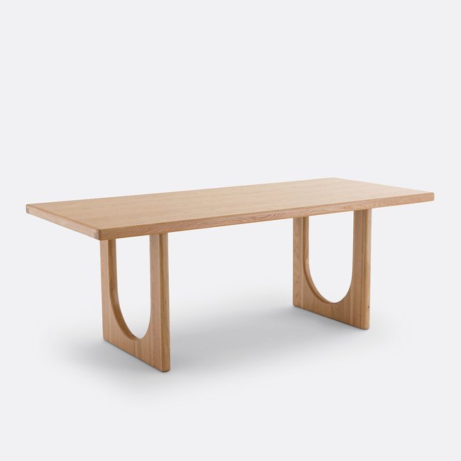 Table à manger, rectangulaire, chêne et plaqué, 6 à 8 couverts, DOUVE Couleur chêne <span itemprop=