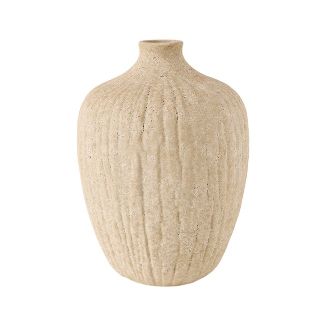 Vase céramique déco texturé beige 27 cm - SIMEON Couleur beige <span itemprop=