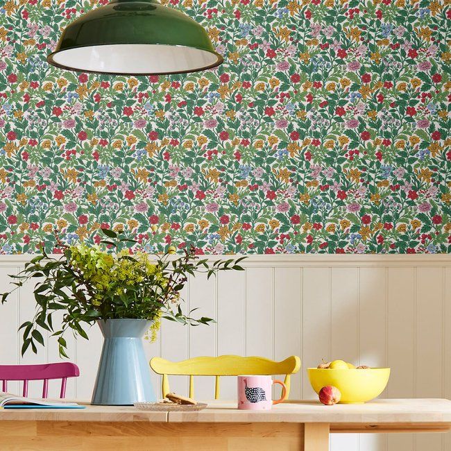 Papier peint Liberty fleuri d'un jour de printemps Couleur multicolore <span itemprop=