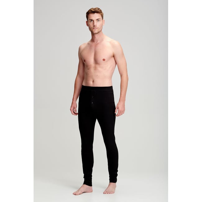 Caleçon long en coton bio et kapok noir intense <span itemprop=