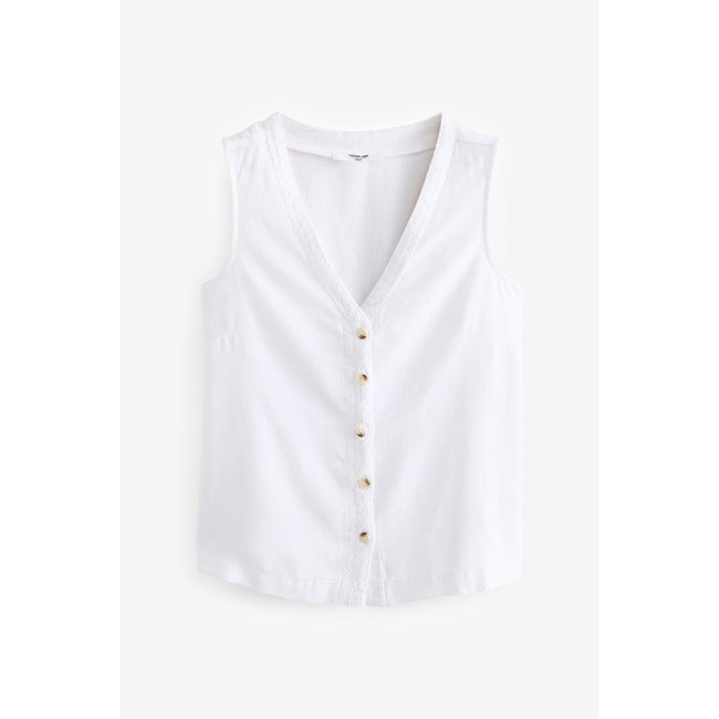 Haut avec bordure au crochet coupe classique blanc <span itemprop=