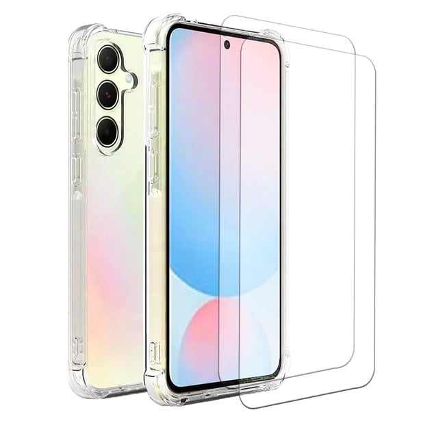 Coque Galaxy A56 antichoc + 2 vitres transparent <span itemprop=