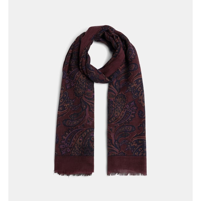 Etole large bombay e laine et soie bordeaux <span itemprop=