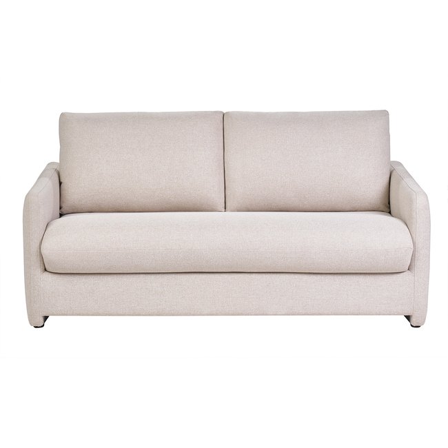 Canapé convertible 2 places en tissu beige crème PAULIN Couleur beige <span itemprop=