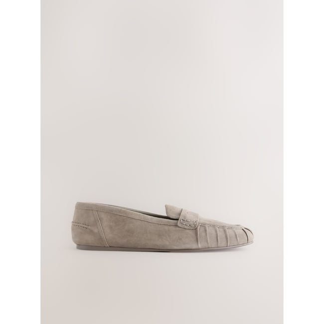 Mocassins froncés en cuir forever comfort vert kaki <span itemprop=