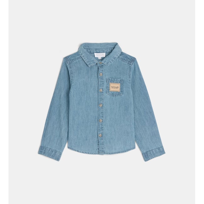 Chemise tatias coton denim bleu moyen <span itemprop=
