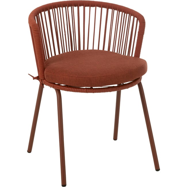 Chaise dossier enveloppant en corde et acier Couleur rouge <span itemprop=