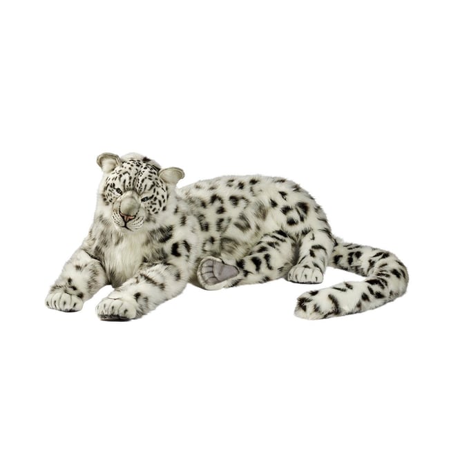 Hansa peluche geante Leopard des Neiges Couché 106cmL Jacquard - HANSA