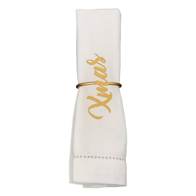 Rond de serviette doré Xmas x2 Couleur doré <span itemprop=