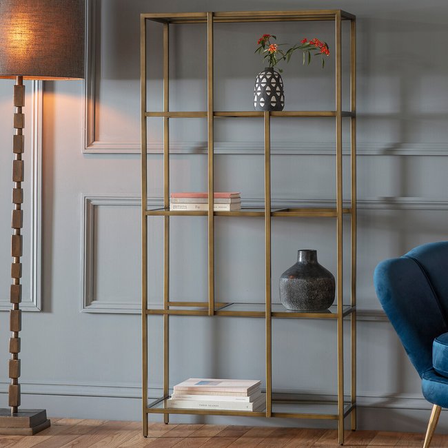 Aligarh Luxe Smoked Glass & Metal Display Unit, bronze, SO'HOME