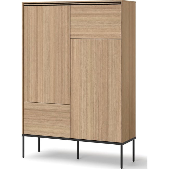 Buffet haut 2 portes collection VISSO Couleur chêne linéaire et noir <span itemprop=