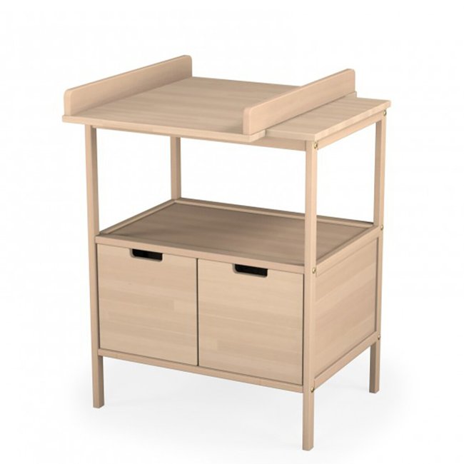 Wickeltisch - 100 % Massivholz – mit Ablage natur <span itemprop=