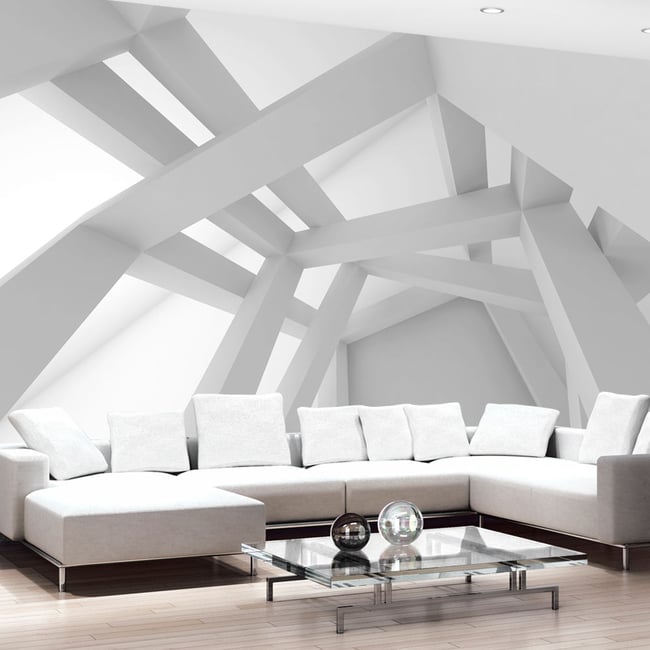 Papier peint intissé panoramique Ville et Architecture White Construction Couleur blanc <span itemprop=