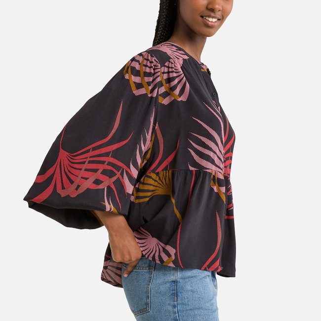 Weite Bluse, bedruckt bedruckt grund schwarz <span itemprop=