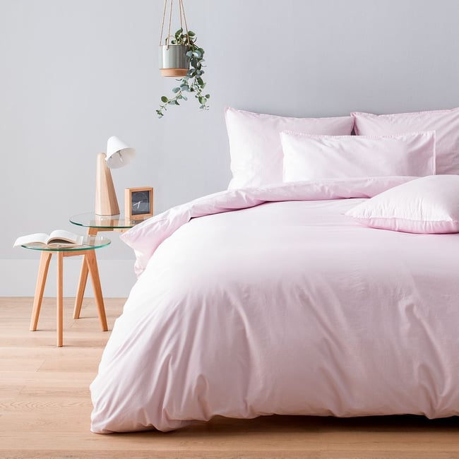 Parure de lit en percale de coton lavé 120 fils - Taies carrées PARIS - COTTON & CO