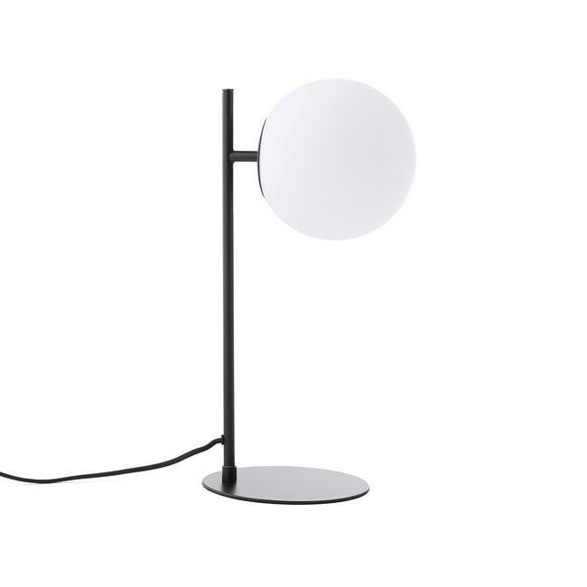 Lampe à poser métal acier et verre opaline, Atea Couleur noir <span itemprop=