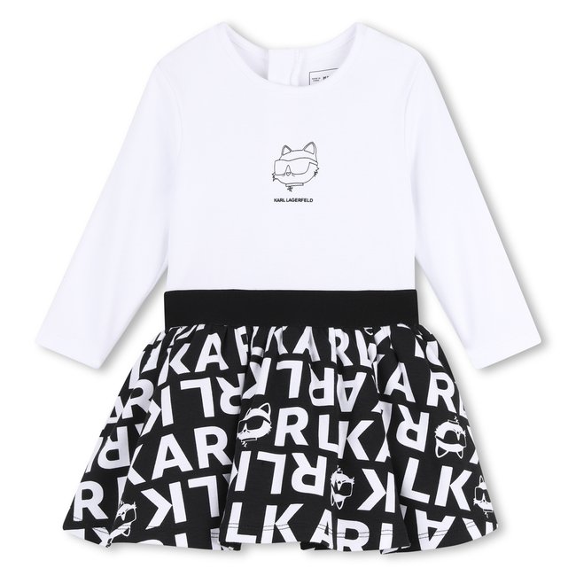 Robe manches longues blanc noir <span itemprop=