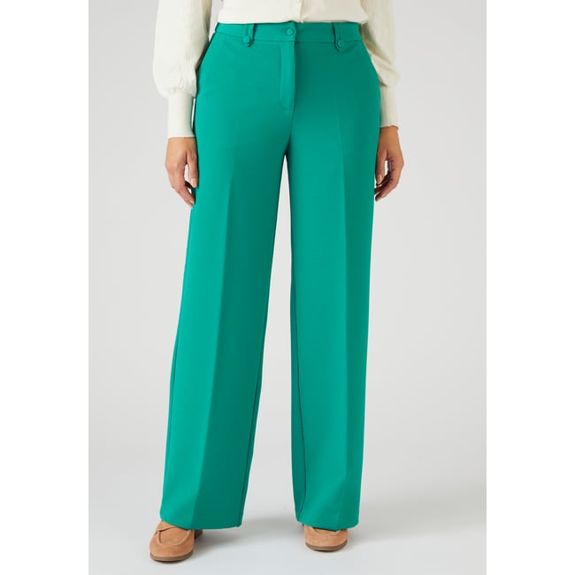 Pantalon large maille nid d'abeille vert golf <span itemprop=