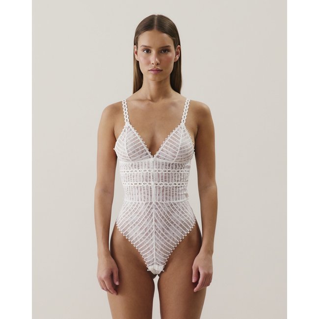 Body en dentelle FLORIRAYIZ blanc <span itemprop=
