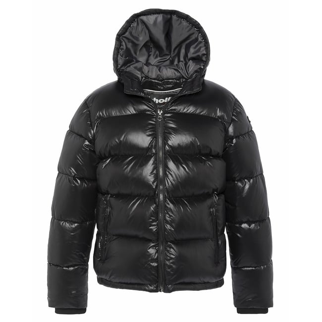 Doudoune brillante à capuche Columbus noir <span itemprop=