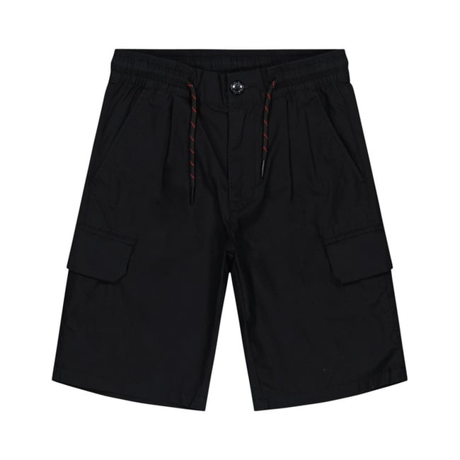 Short cargo en coton noir avec une coupe droite et une taille élastiquée noir <span itemprop=