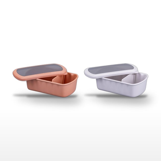Lot de 2 boîtes alimentaires compartimentées STORAGE beige|rouge <span itemprop=