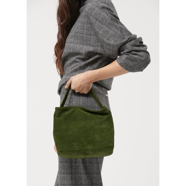 Sac à main en daim kaki <span itemprop=