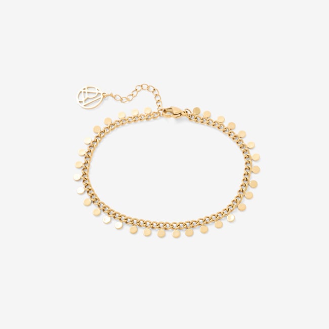 Bracelet pampilles en acier inoxydable doré <span itemprop=