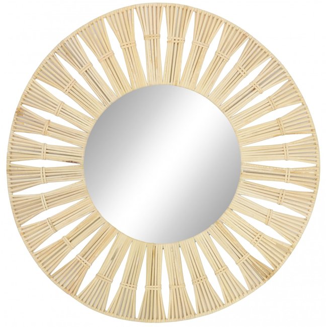 Miroir rond MALAYSIA Couleur brut-rotin <span itemprop=