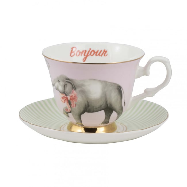 Tasse à Thé et Soucoupe Elephant Couleur v019845 <span itemprop=