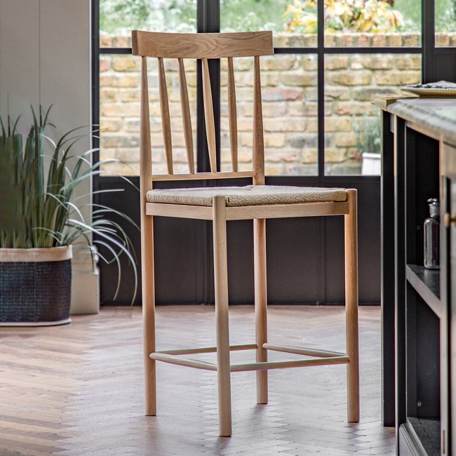 Ende Solid Oak Bar Stool (Set of 2), natural, ÉDITÉ