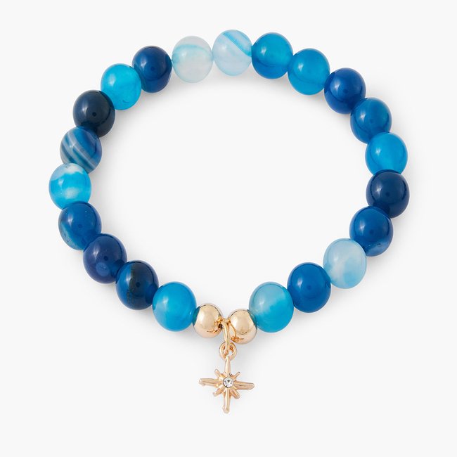 Bracelets élastiques Pierres Semi-précieuses bleu <span itemprop=