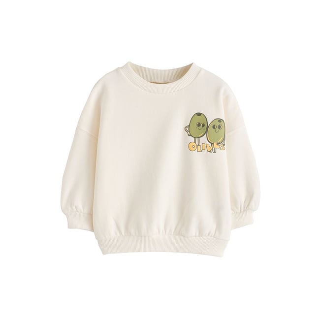 Sweatshirt de cou d'équipage crème d'olives <span itemprop=