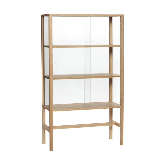 Armoire en chêne, placage de chêne et verre MUSEUM. Couleur naturel <span itemprop=