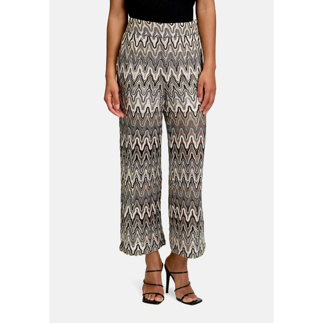 Pantalon Marlene haut de la taille blanc/noir <span itemprop=