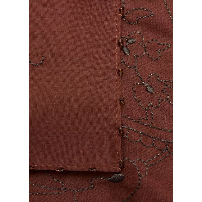 Foulard en coton broderie florale orange brûlé <span itemprop=