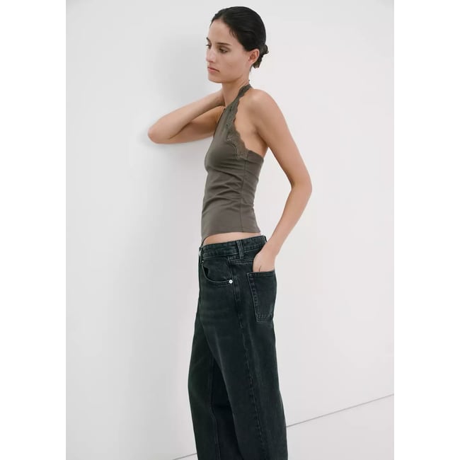 Top liserés dentelle marron moyen <span itemprop=