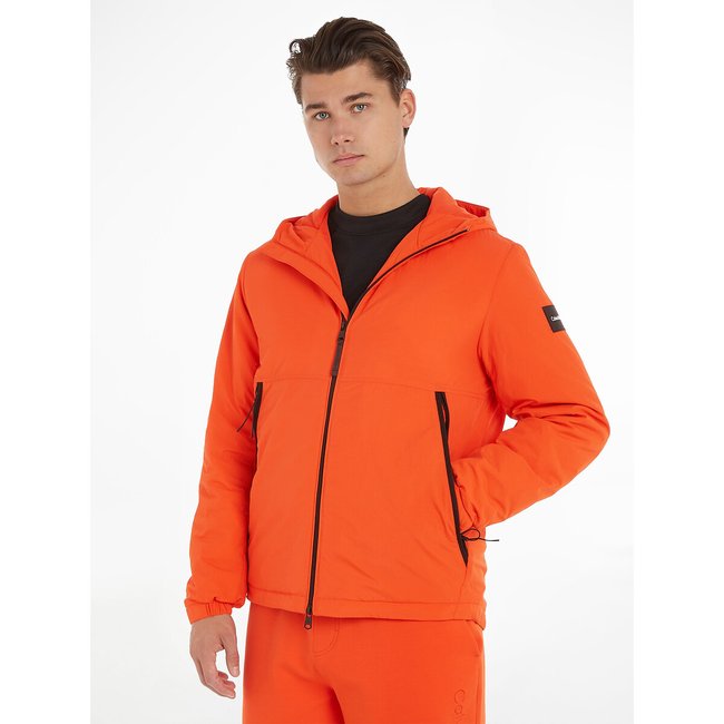 Piumino con cappuccio effetto stropicciato arancione CALVIN KLEIN