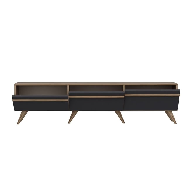 Meuble TV 3 Portes Gris Anthracite L180 cm - AMSTERDAM Couleur gris anthracite <span itemprop=
