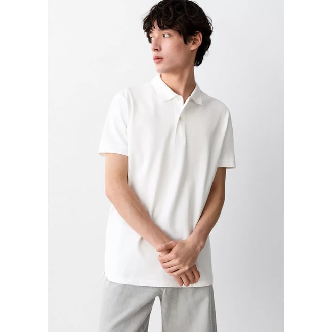 Polo coton manches courtes blanc <span itemprop=
