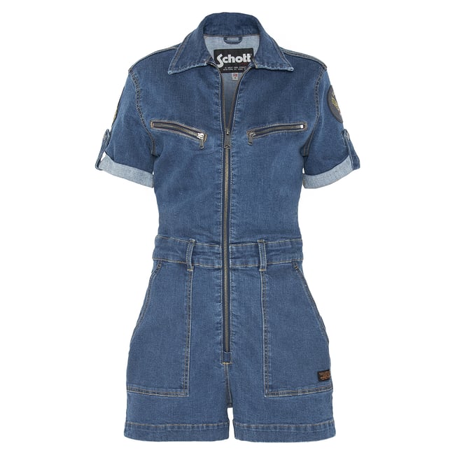 Combishort badgée denim <span itemprop=