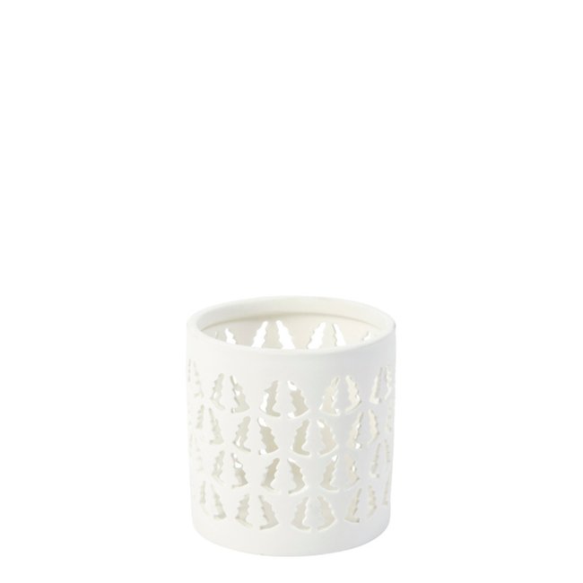 Photophore décoratif de noël en céramique H7 Couleur blanc <span itemprop=